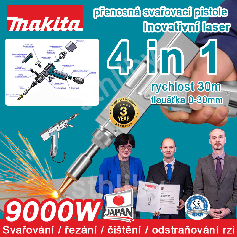 ▲9000W【4 v 1】：Svařování + čištění + řezání + odstraňování rzi (rychlost 30 m/min, tloušťka 0-30 mm)